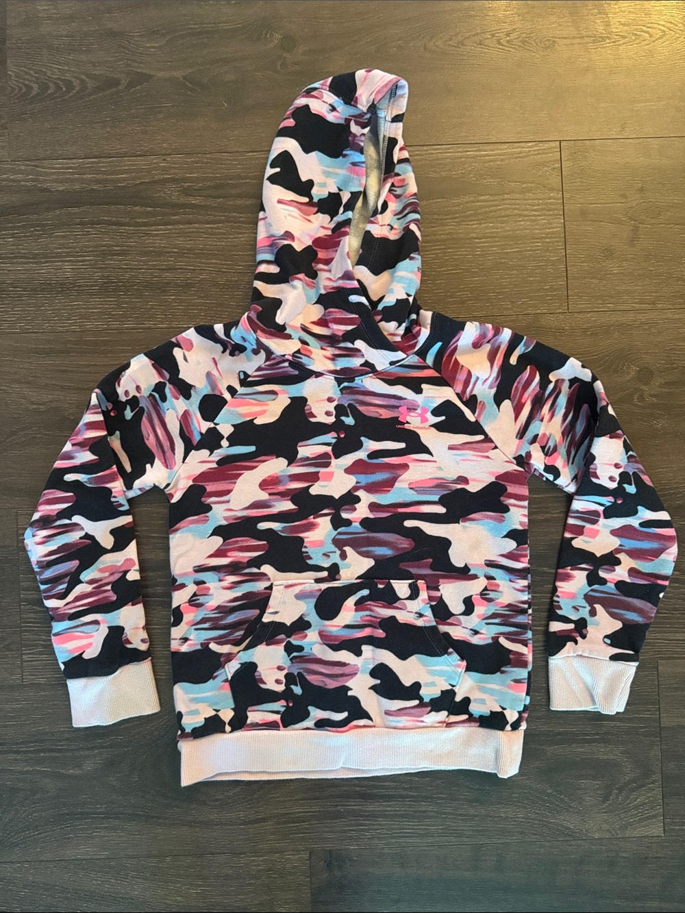 Under Armour Girls' Camo Hoodie in Pink, Blue & Black